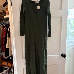 Free People Forest Green Long Sleeve Dress